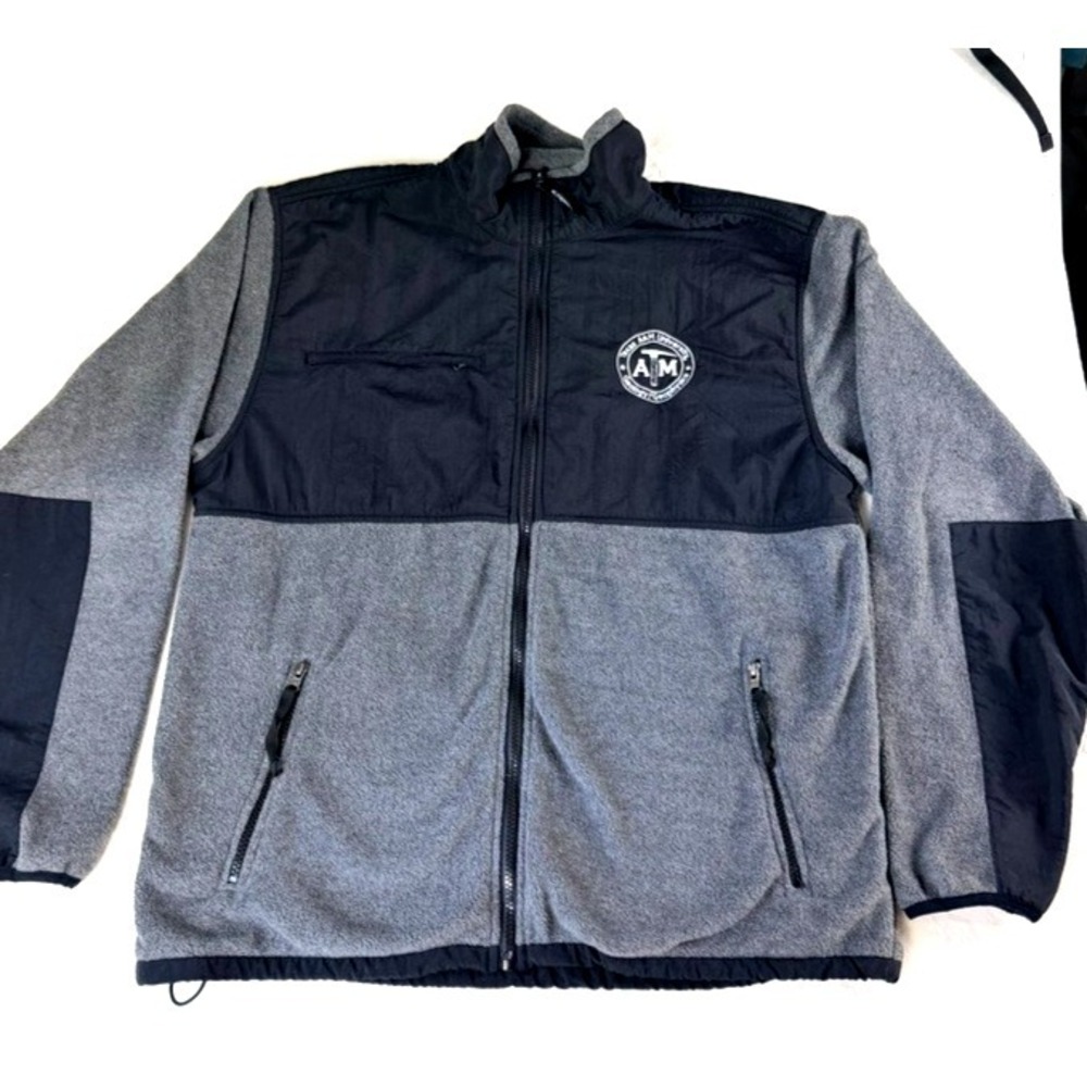 Weatherproof Texas A&M Full Zip Fleece Jacket Gray Black Men's Large